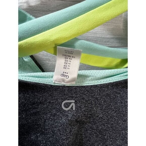 Black Neon Contrast Strap Gym Tank Top with Built in Bra XS - Picture 4 of 4